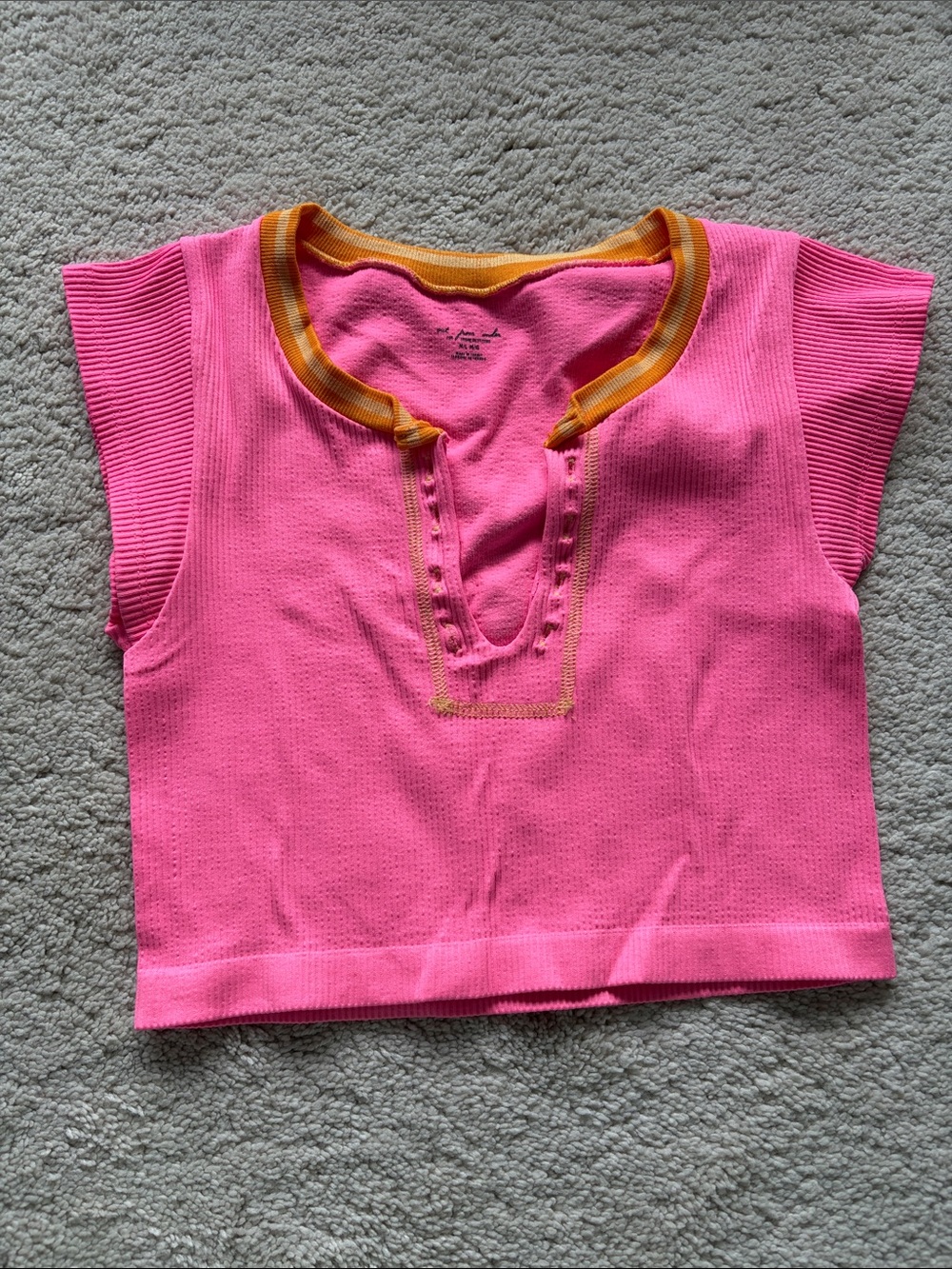Teen / women UO - Pink Knit Top with Yellow Trim
